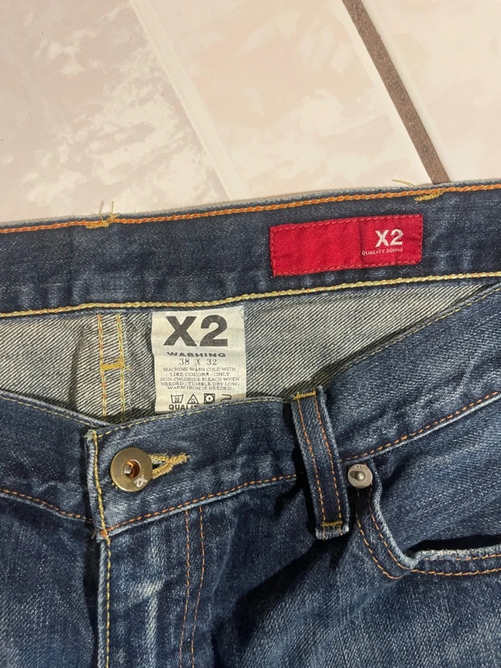 X2 Men’s Bootcut Jeans in Dark Blue Denim - Picture 2 of 4